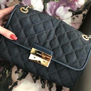 Michael Kors Sloan Denim Large Chain Shoulder Bag